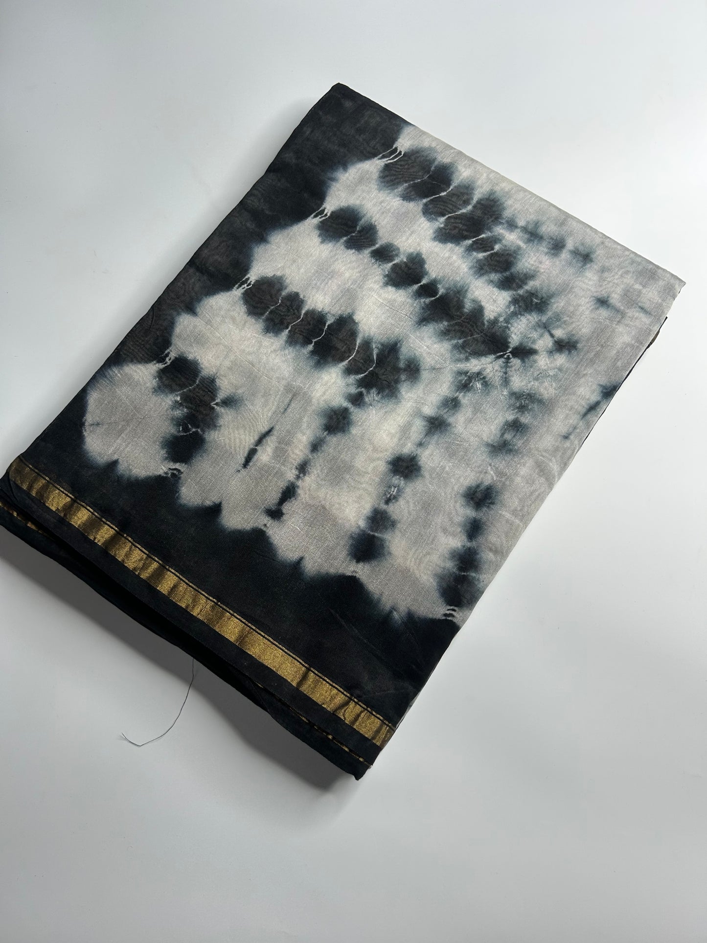 Black & white shibori Chanderi silk saree