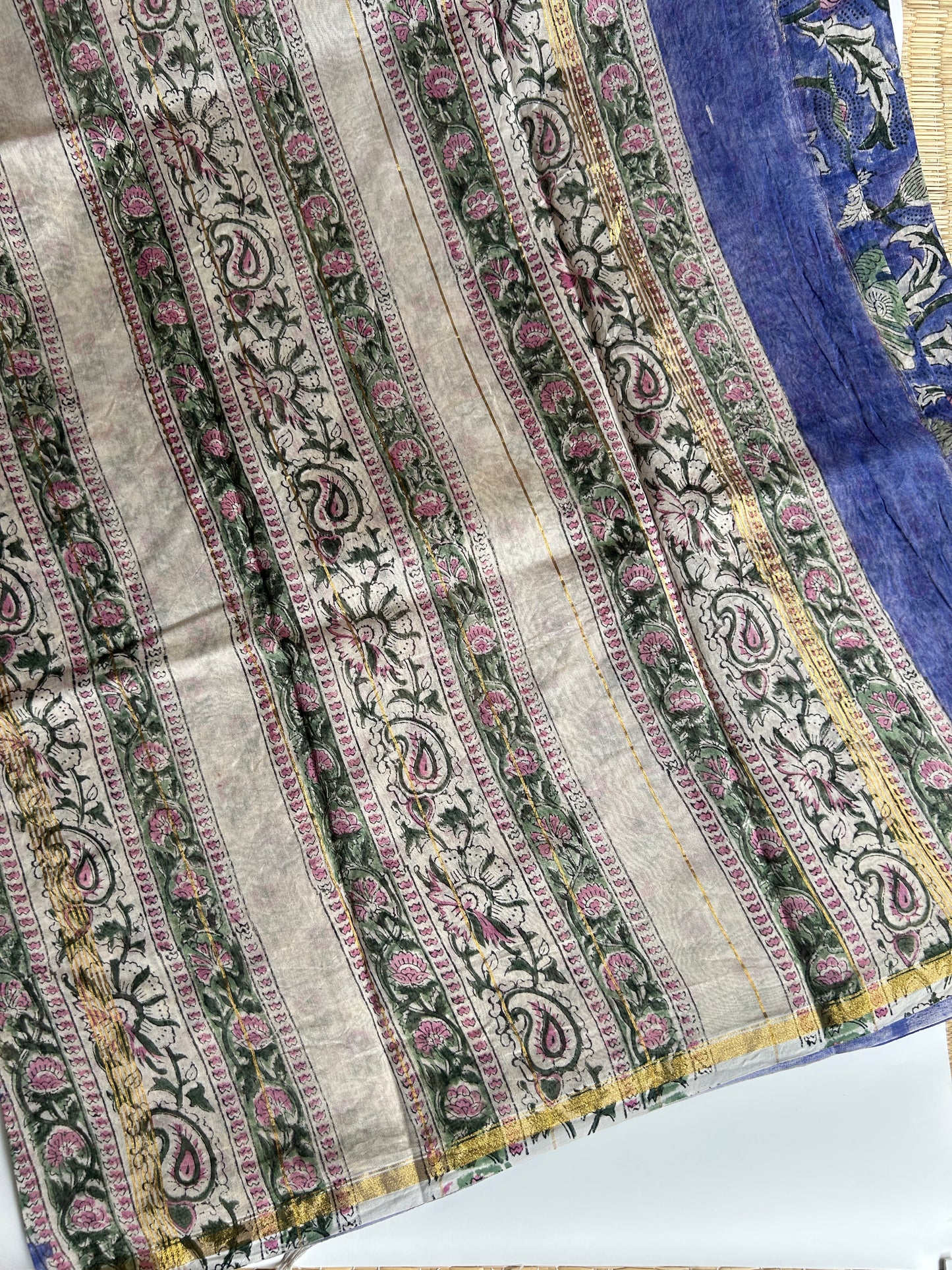 Lavender Chanderi silk saree with floral design