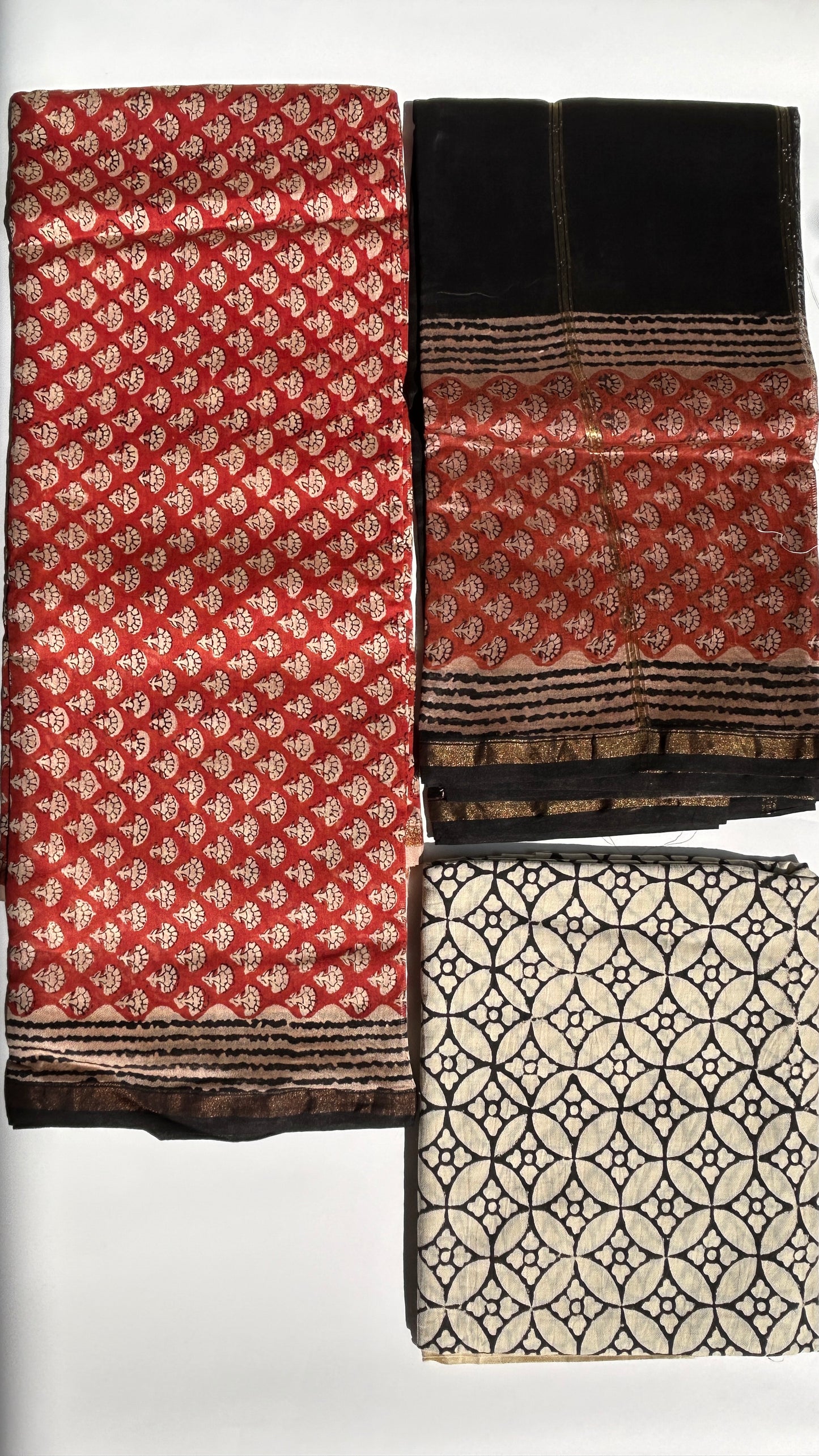 Red Chanderi silk suit set - unstitched