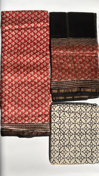 Red Chanderi silk suit set - unstitched