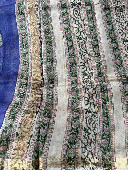 Purple floral Maheshwari silk saree