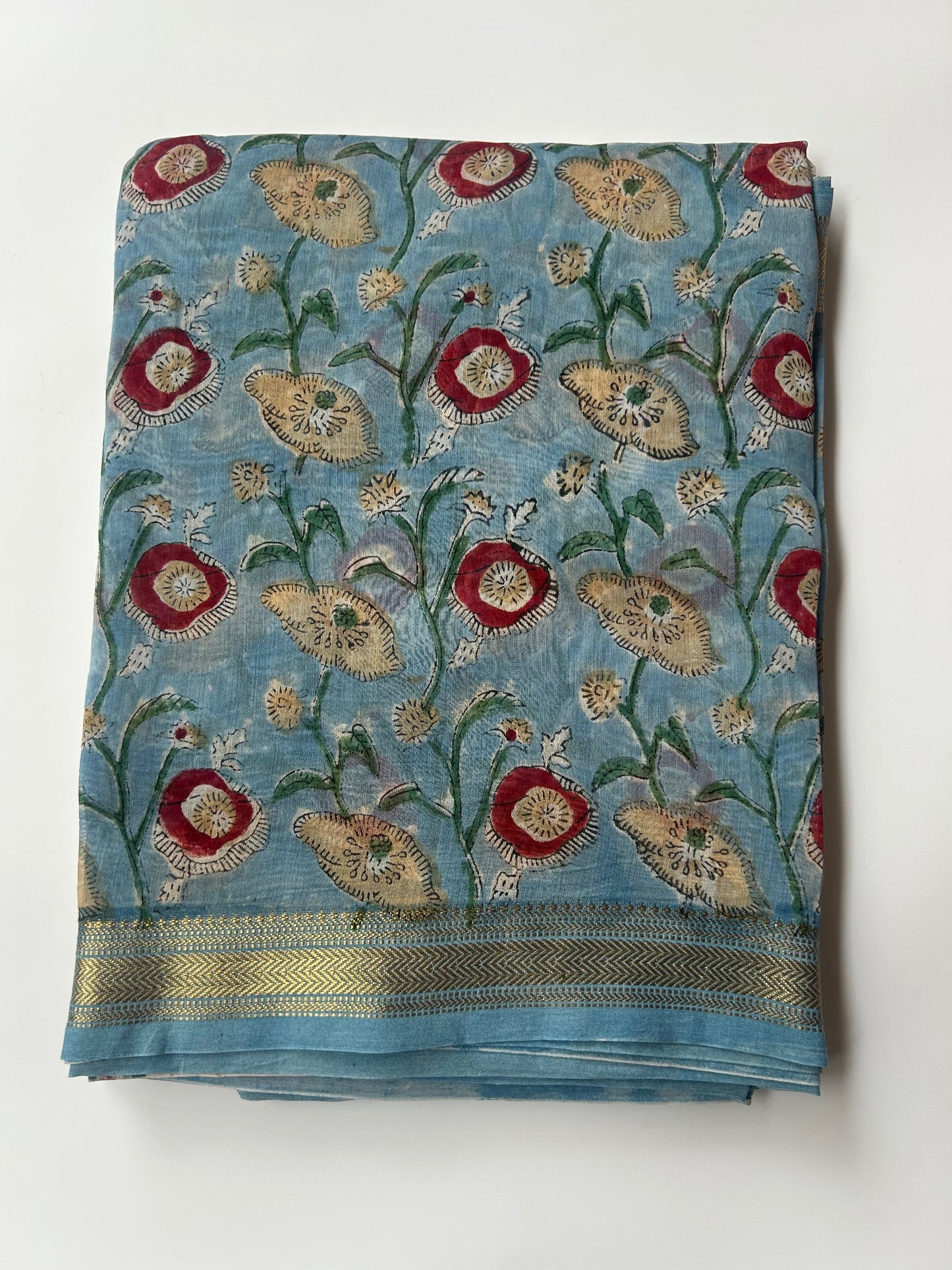 Blue Maheshwari silk saree