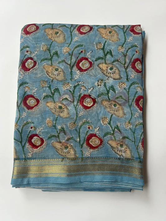 Blue Maheshwari silk saree