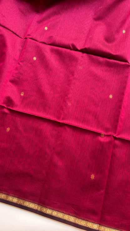 Dark pink & Navy Blue Maheshwari handloom saree