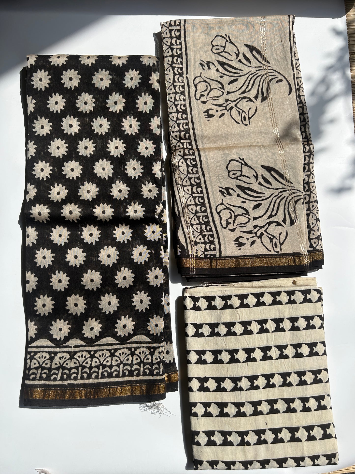 Black Chanderi silk suit set - unstitched