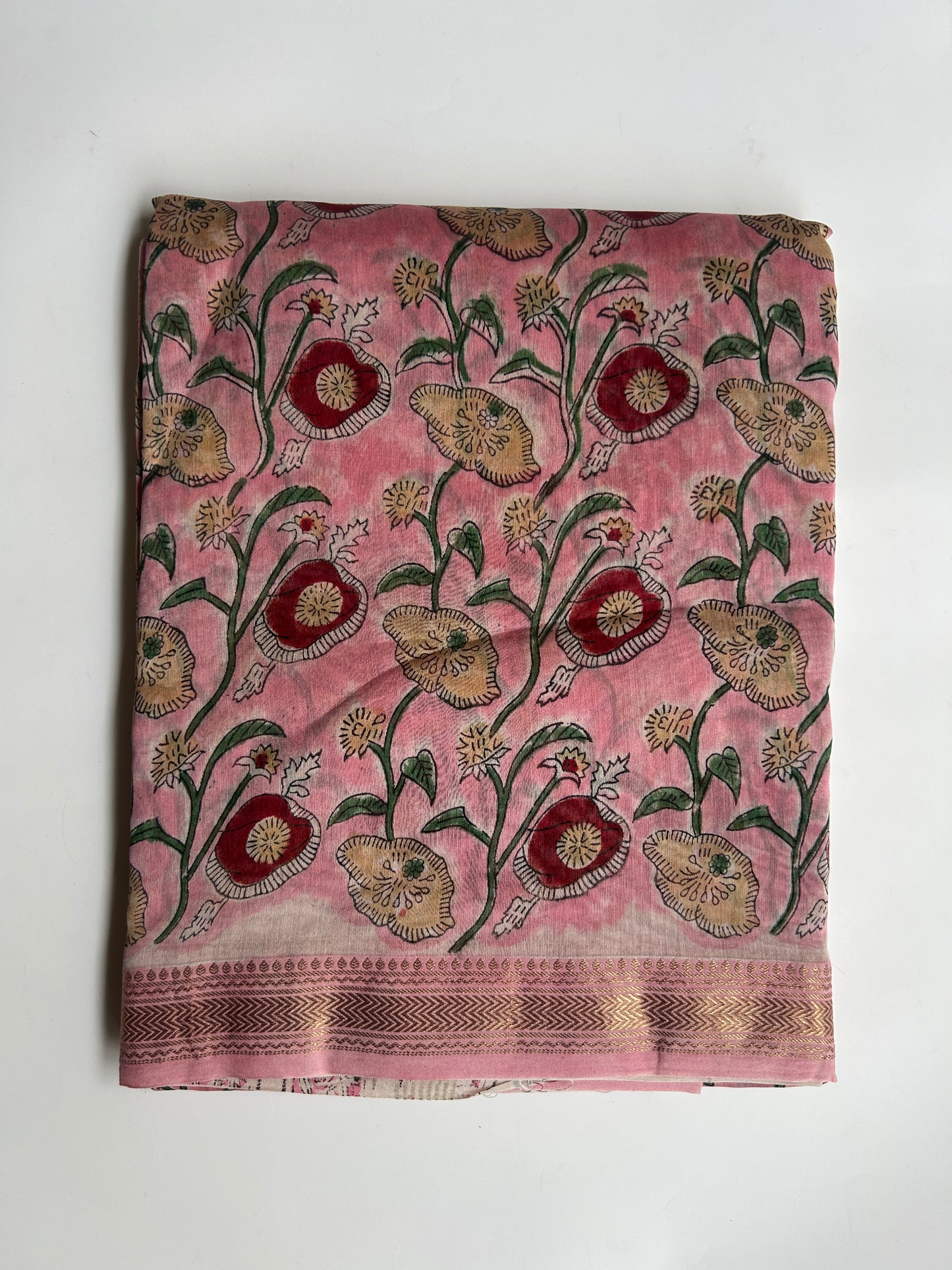 Peach floral Maheshwari silk saree