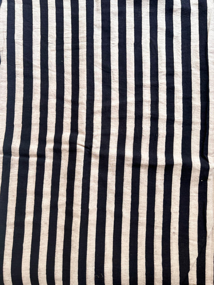 Natural dyed Black stripes Ajrakh mul cotton saree