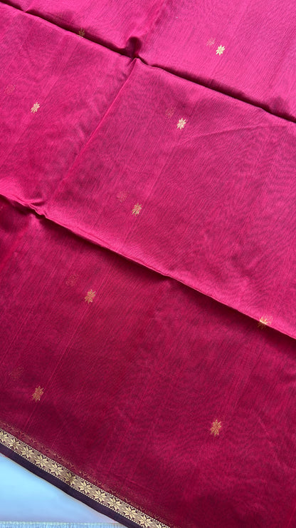 Maroon Maheshwari handloom saree