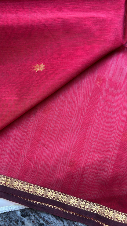 Maroon Maheshwari handloom saree