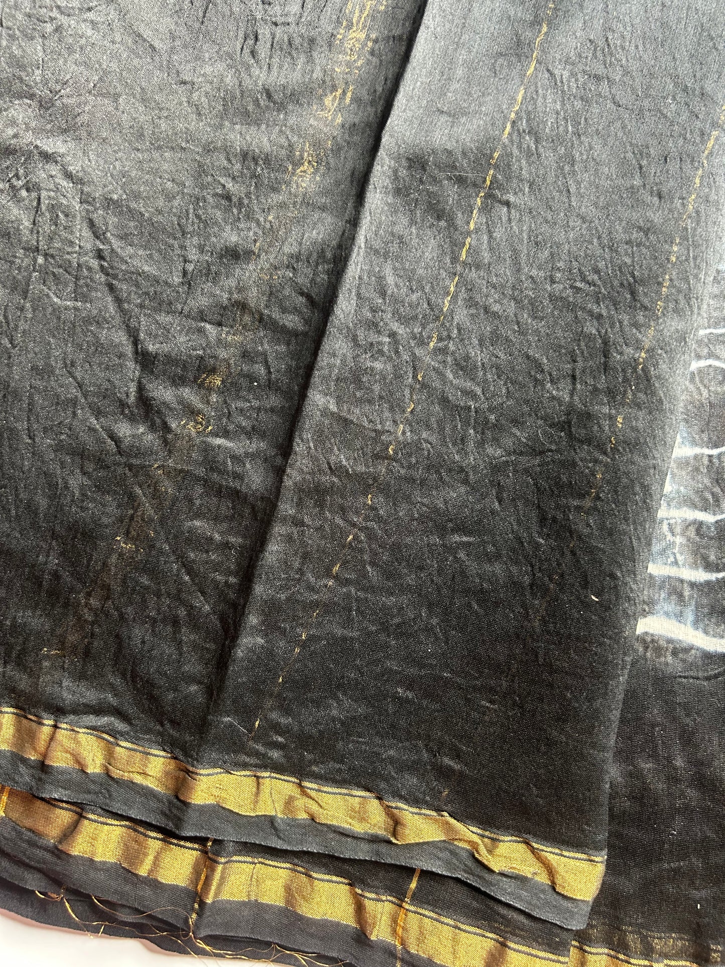Black & white shibori Chanderi silk saree