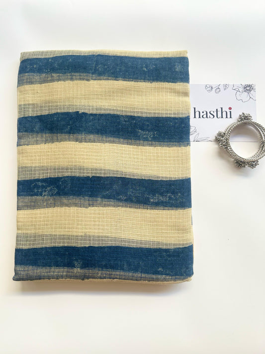 Blue stripes Ajrakh kota doria saree