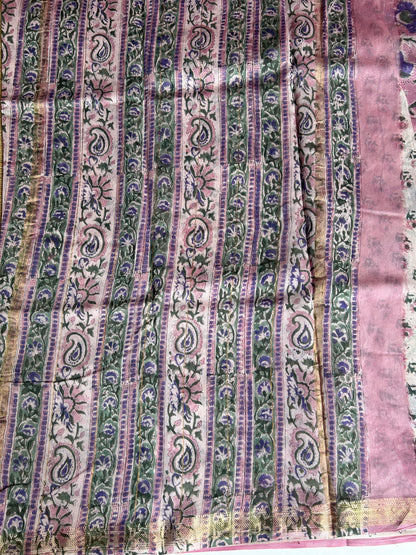 Carnation pink Maheshwari silk saree