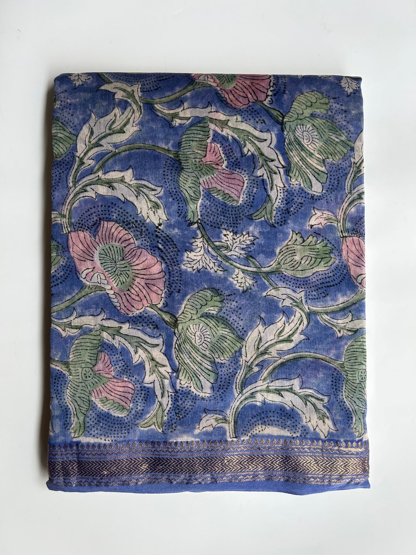 Purple floral Maheshwari silk saree