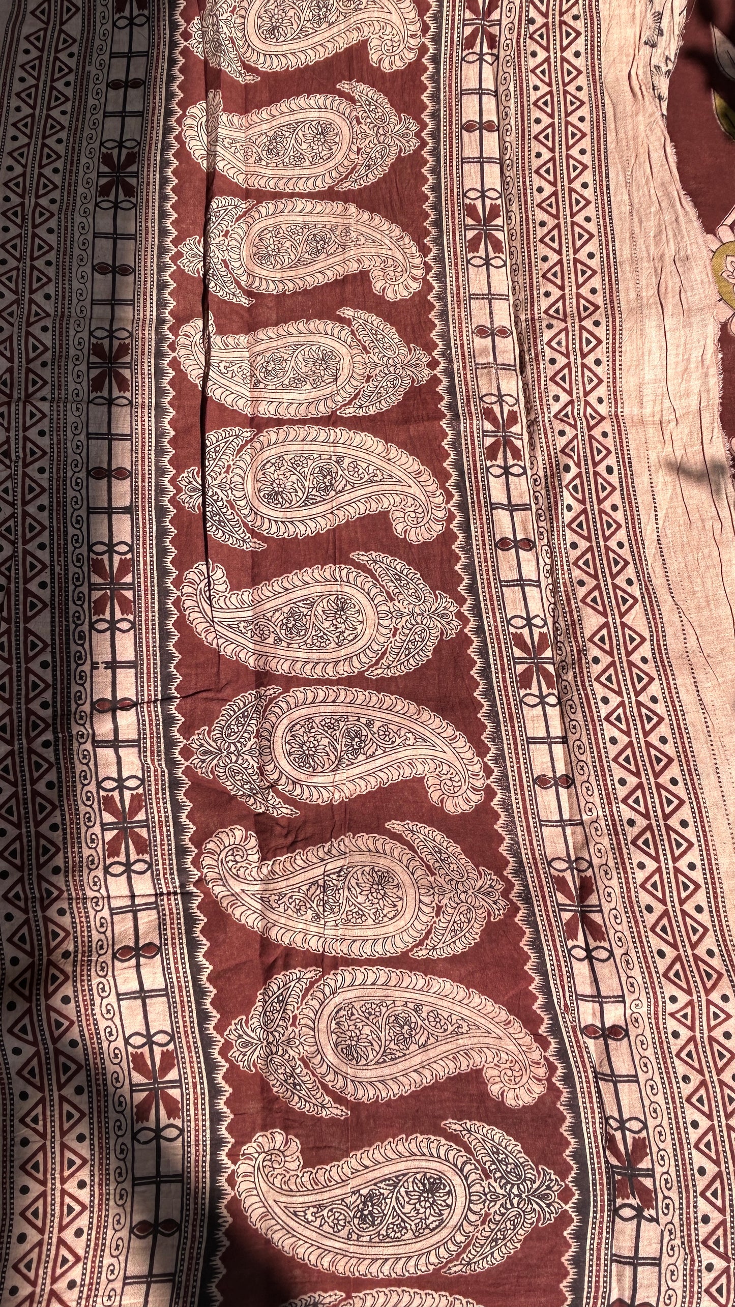 Chocolate Brown kalamkari pure cotton saree