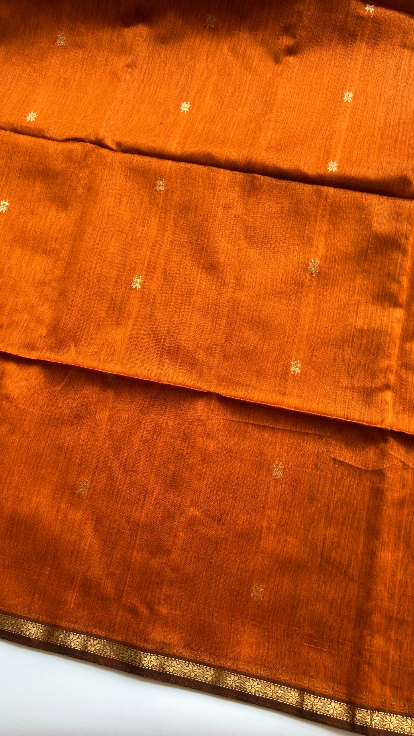 Orange & Black Maheshwari handloom saree