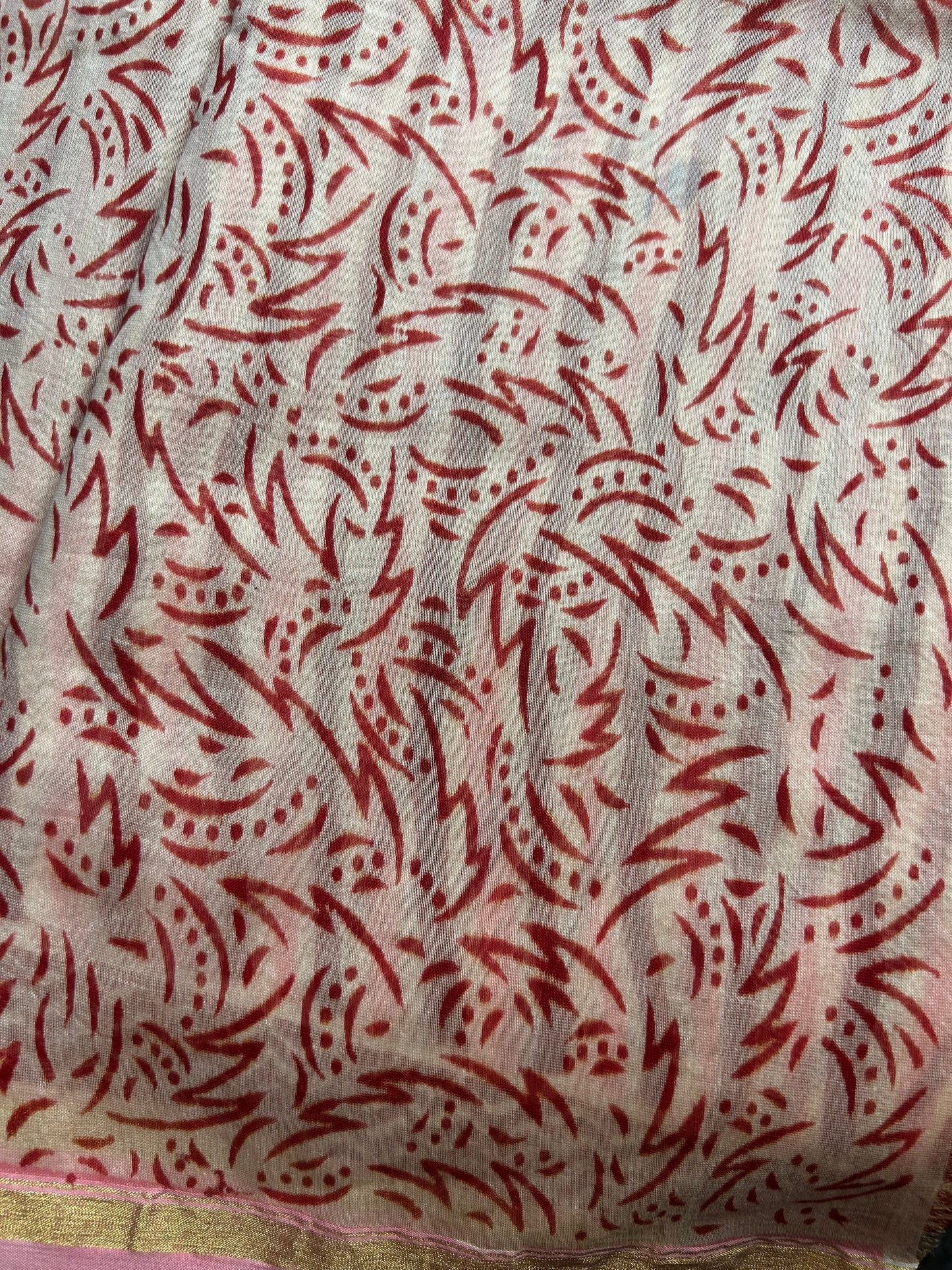 Bubblegum pink Chanderi silk saree with stripes
