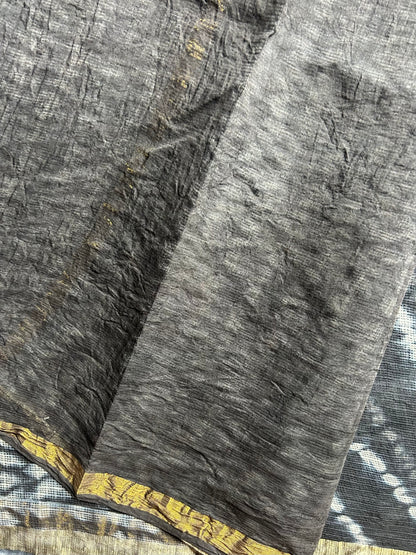 Black shibori Kota doria saree
