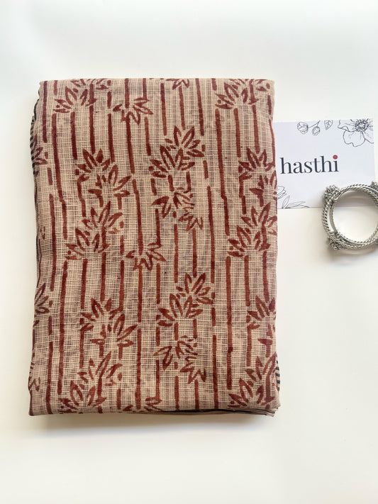 Rosy brown Ajrakh kota doria saree