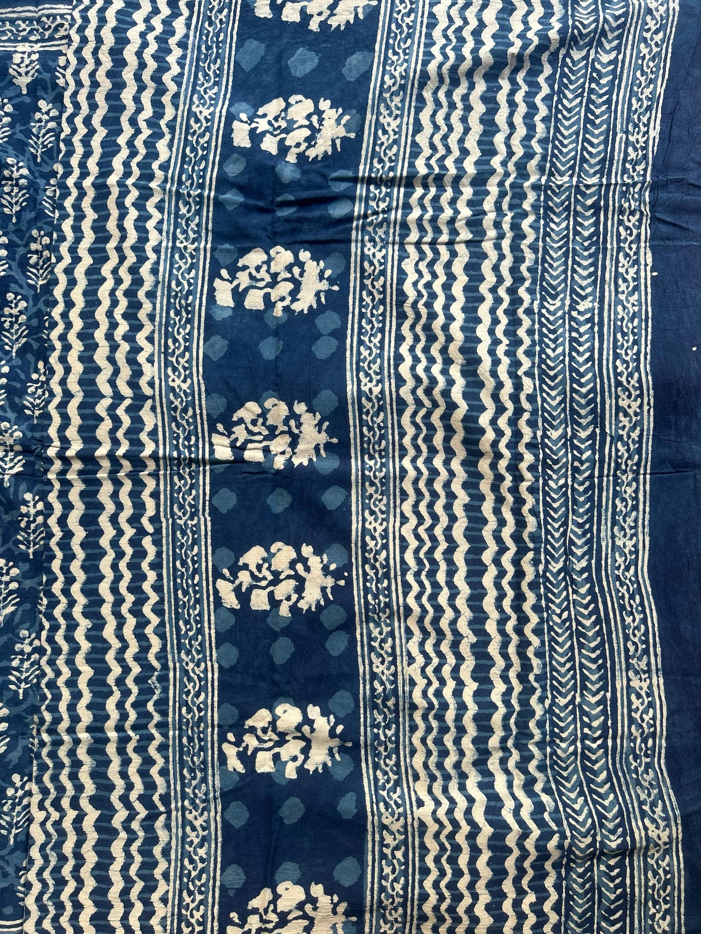 Indigo blockprint mul cotton saree - 3